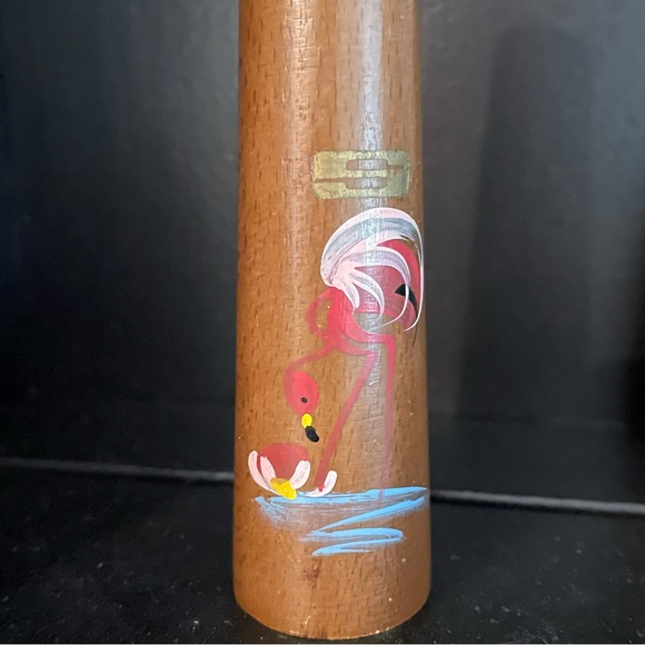 Vintage MCM Salt & Pepper Shaker Set Miami Beach Florida Flamingo Palm Tree - Picture 2 of 8